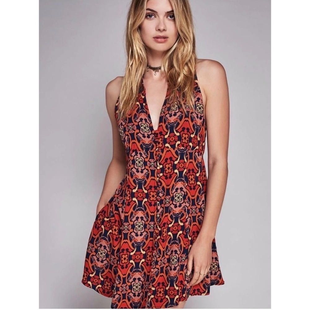 Free People Get Together Size 0 High Neck Button Front Sleeveless Dress/Tunic